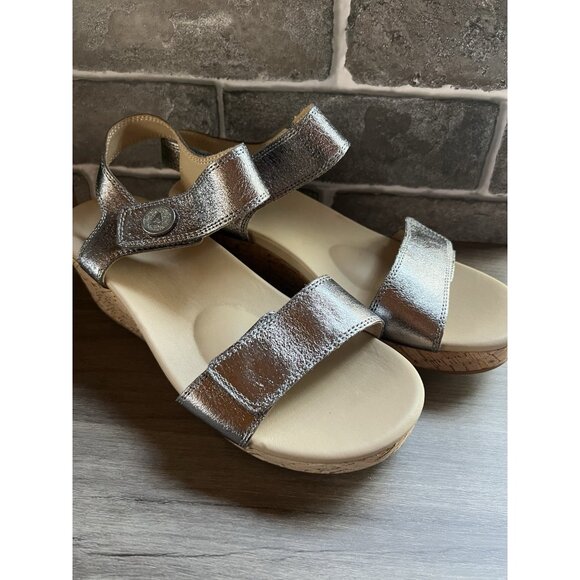 ABEO CORA Leather Sandals Size 8 With Cork Wedge Adjustable - Picture 3 of 15